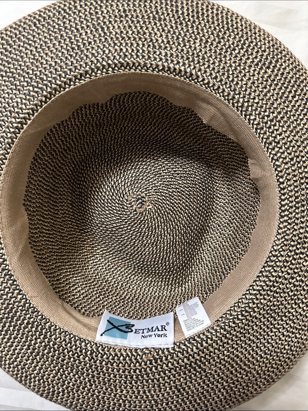 Vintage Betmar New York Neutral Braided Sun Hat - Women's Straw-Style Beach Hat - Picture 7 of 8